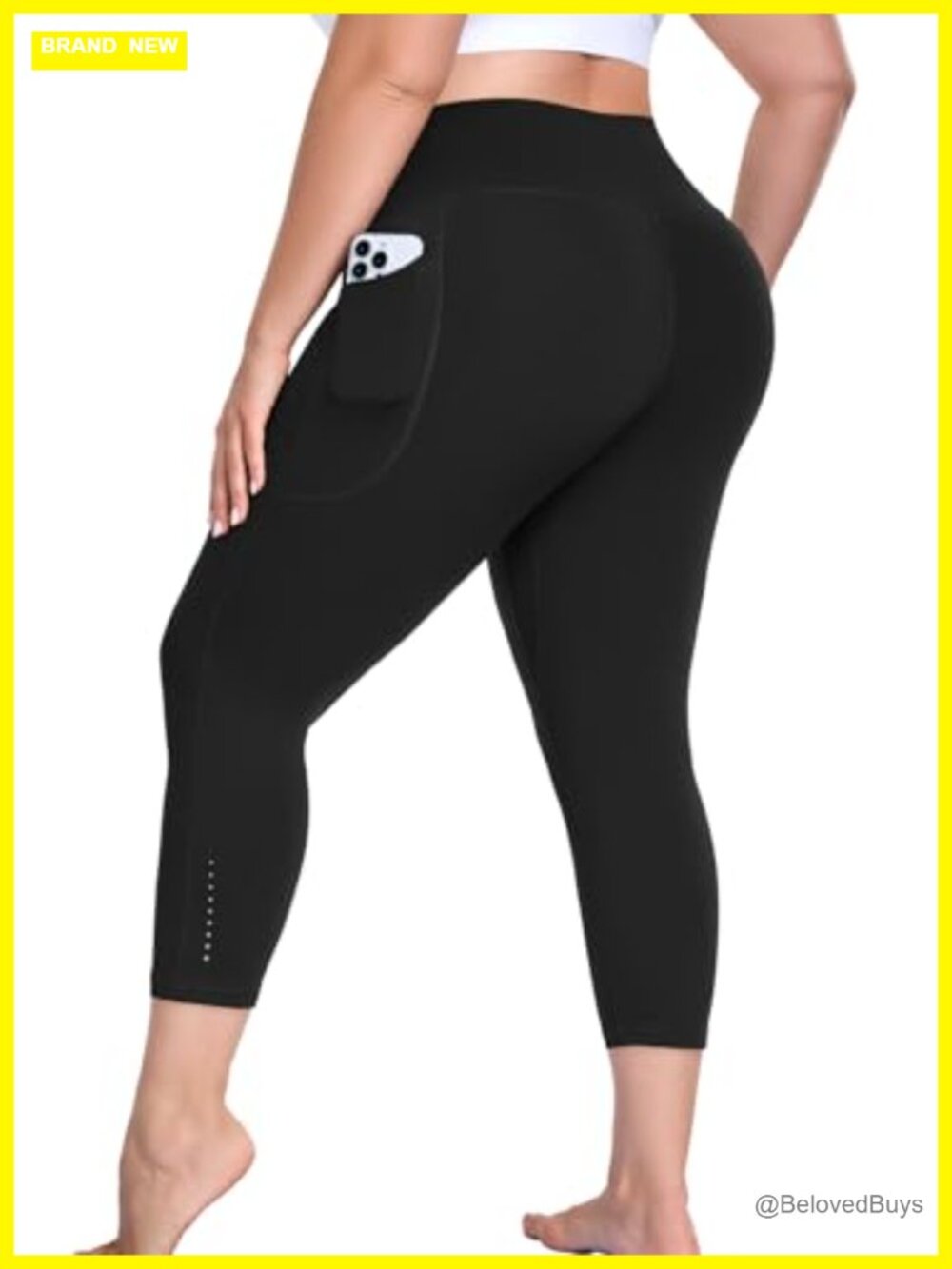 Plus Size Capri Yoga Leggings with Pockets Butter Soft High Waist